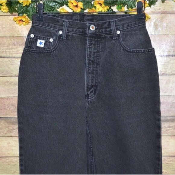 Vintage Rockies Slim Ladies Black Denim Straight Leg Jeans Size 28/7 Long Retro - Picture 2 of 10